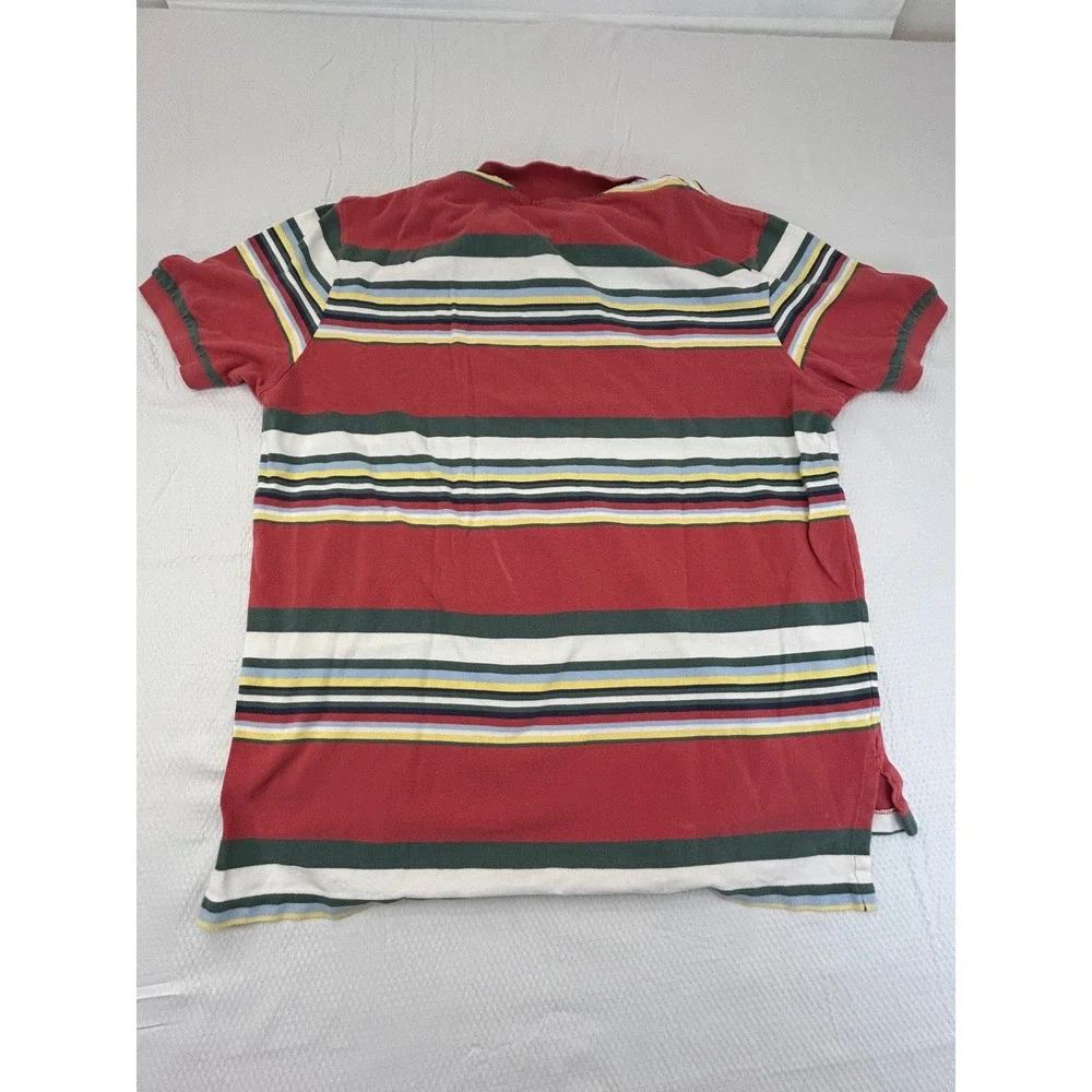 Polo Ralph Lauren Mens XXL Red Multi Color Striped Cotton Mesh Polo Shirt‎